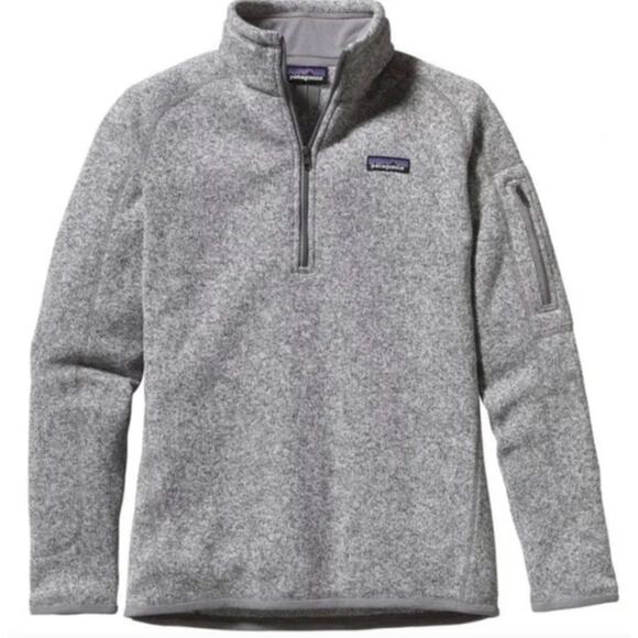 PATAGONIA Better Sweater 1/4 Zip Jacket Birch White Heathered Gray Sz S {JJ19} - Picture 1 of 7